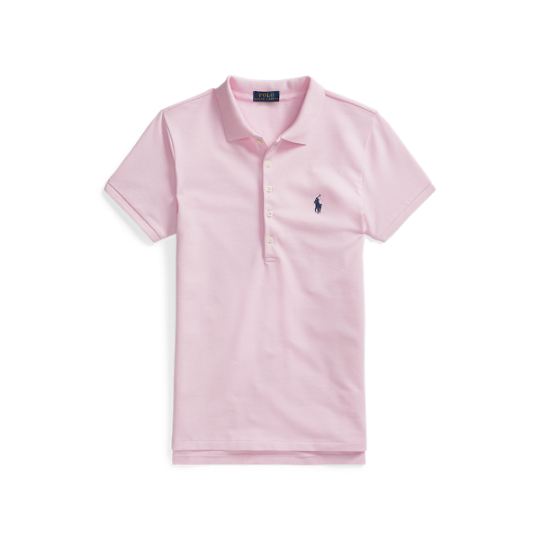 ラルフローレン ポロシャツ レディースＬ 薄ピンク×水色ホース 愛用 