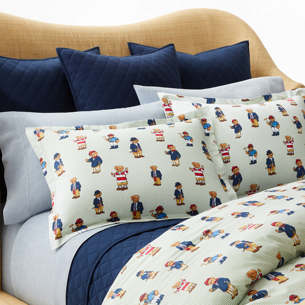 RALPH LAUREN HOME（ラルフ ローレン ホーム】ワークシャツ シャンブレー ボックスシーツ /ダブルサイズ |  (インテリア/寝具)ブルー HMRLBEDHR222347400 | ラルフ ローレン公式オンラインストア