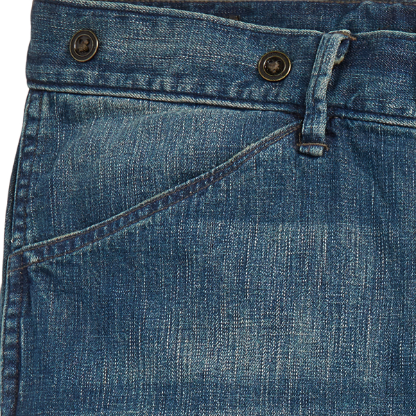 ウォッシュド デニム オフィサーズ パンツ