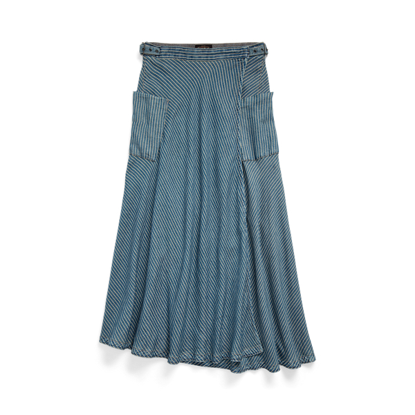 ストライプド コットンリネン ラップ スカート