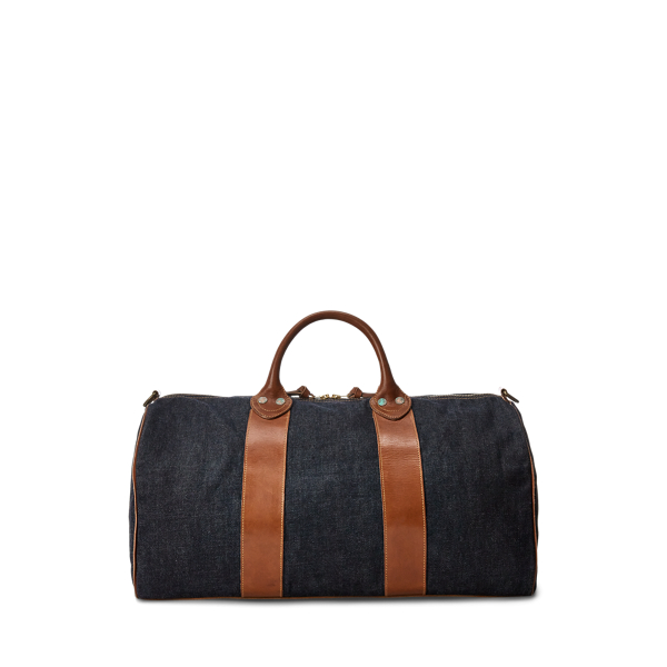 ダブルアールエル ヴィンテージ加工レザー切替キャンバスボストン