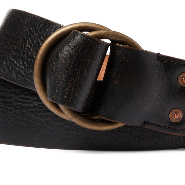 The SAUSALITO Black Double Ring Classic Leather Belt