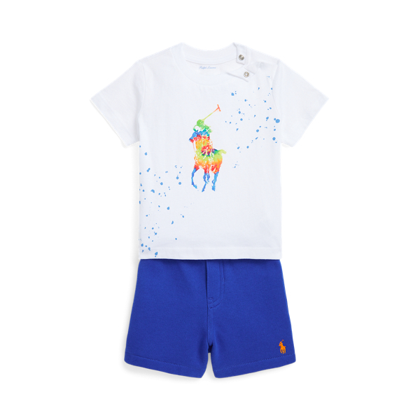 Big Pony ジャージー Tシャツ & フリース ショートパンツ セット