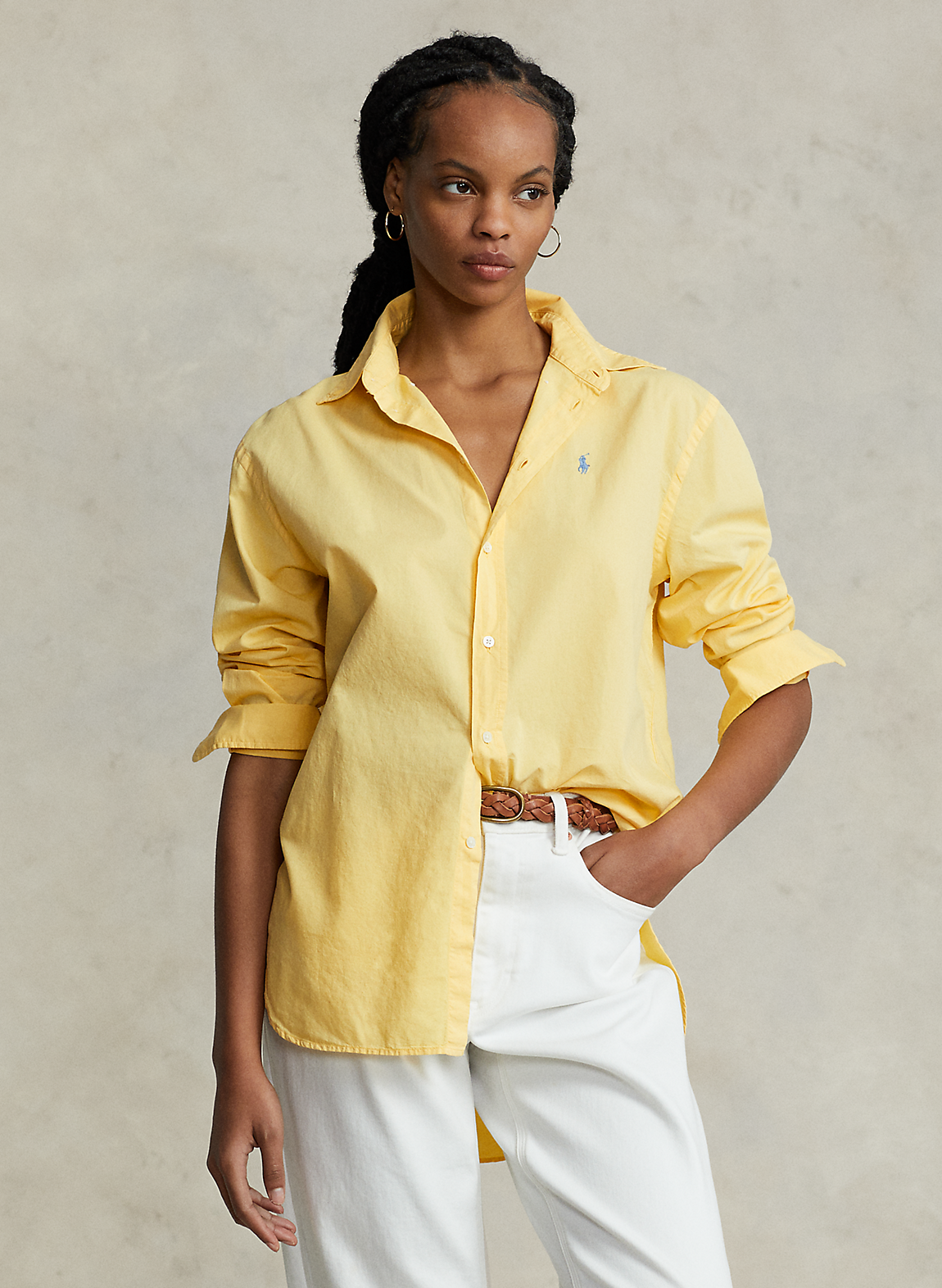 POLO RALPH LAUREN(ポロ ラルフ ローレン)】オーバーサイズ コットン ツイル シャツ (トップス/シャツ/ブラウス)イエロー WMPOSHTNDO20329250 ラルフ ローレン公式オンラインストア トップス ラルフローレン