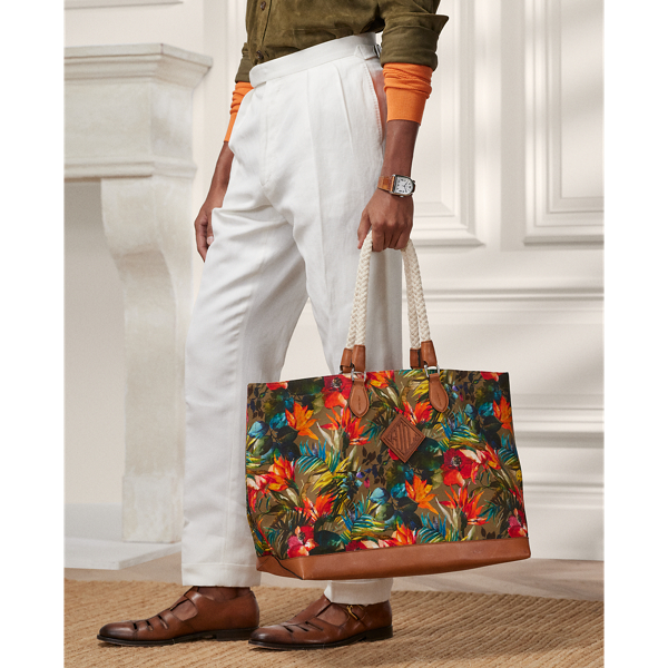 レザートリム フローラル キャンバス トート | ラルフ ローレン公式