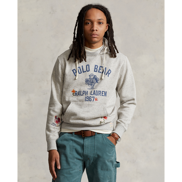 POLO RALPH LAUREN Hockey Bear Fleece Hoodie, Heather Grey – OZNICO