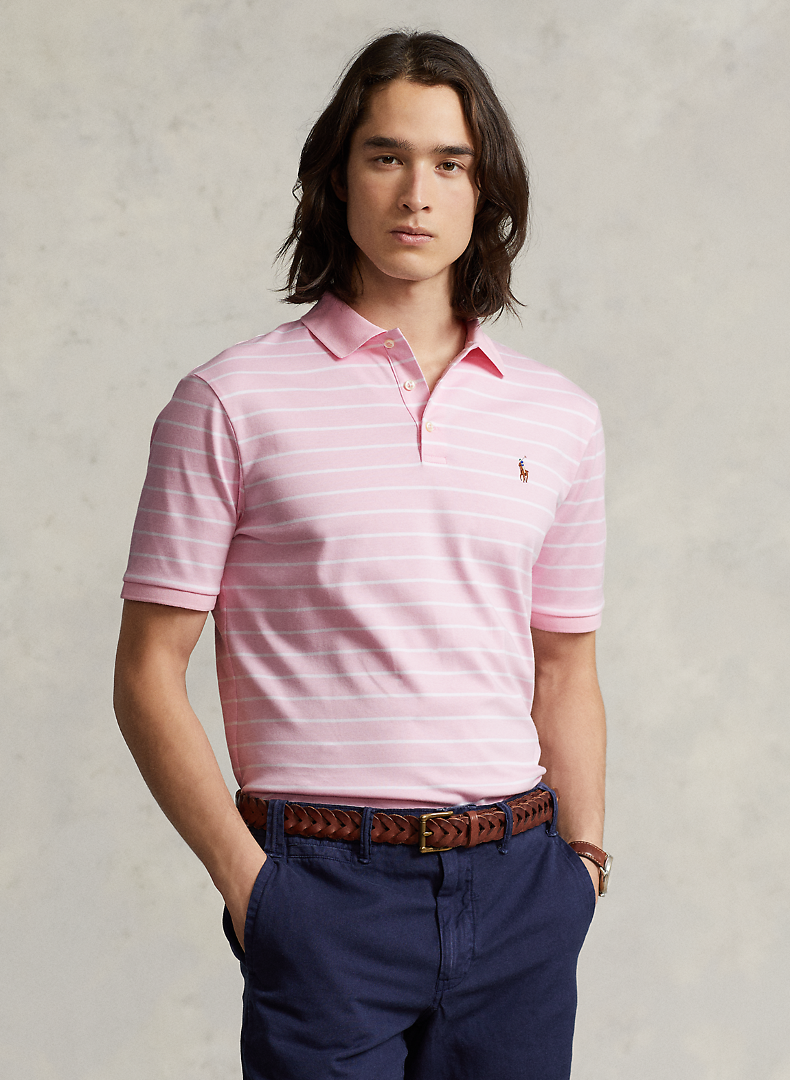 POLO RALPH LAUREN(ポロ ラルフ ローレン)】カスタム スリム フィット ソフト コットン ポロシャツ (トップス/ポロシャツ)ピンク MNPOKNI1N822253650 ラルフ ローレン公式オンラインストア ラルフローレン ポロシャツ スリムフィット