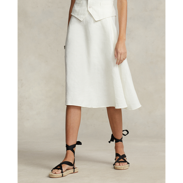 リネン Aライン スカート