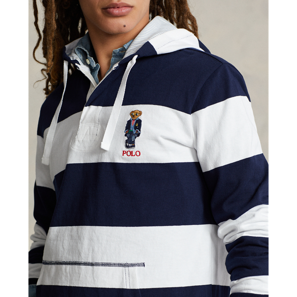 POLO RALPH LAUREN（ポロ ラルフ ローレン）】Polo ベア ジャージー フーデッド ラグビー シャツ |  (トップス/ポロシャツ)ネイビー MNPOKNI16822993410 | ラルフ ローレン公式オンラインストア