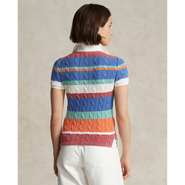 ポロラルフローレン　Striped Cable Knit Polo shirt