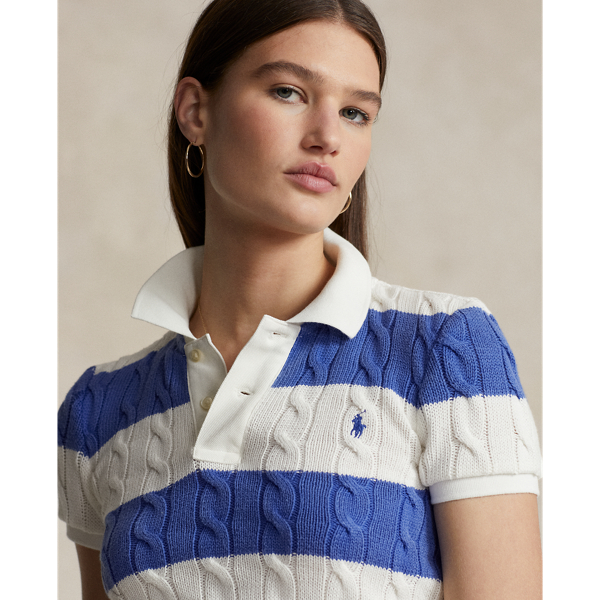 ポロラルフローレン　Striped Cable Knit Polo shirt