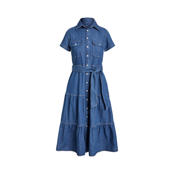 現行✨美品　ポロラルフローレン　ベルテッドコットンシャツドレス　ワンピース　水色