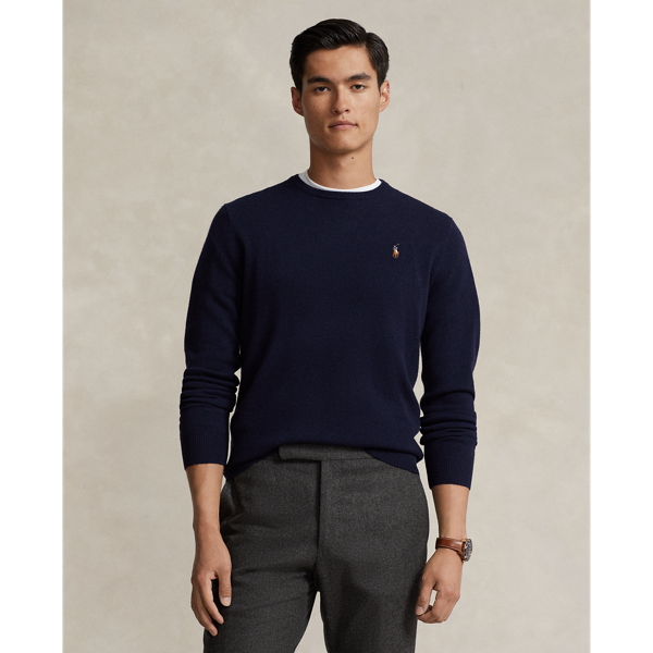 ラルフローレン　ウール１００％　ニット　セーター　ブルー　刺繍ポニー　美品ニット/セーター