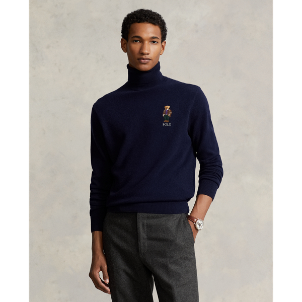 POLO RALPH LAUREN ウールニット タートルネック ネイビー M ポロ