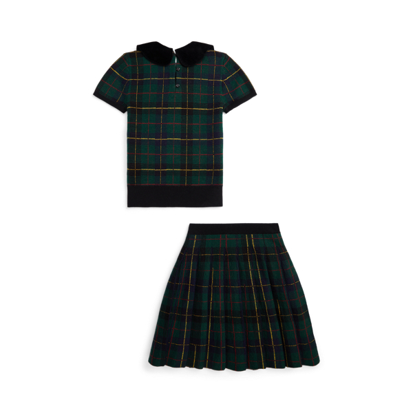 プラッド ウール セーター & スカート セット