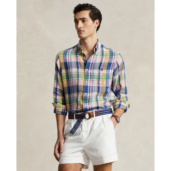POLO RALPH LAUREN】クラシック フィット チェック リネン シャツ 