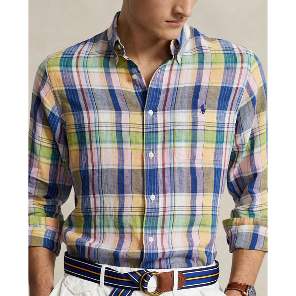 POLO RALPH LAUREN】クラシック フィット チェック リネン シャツ 