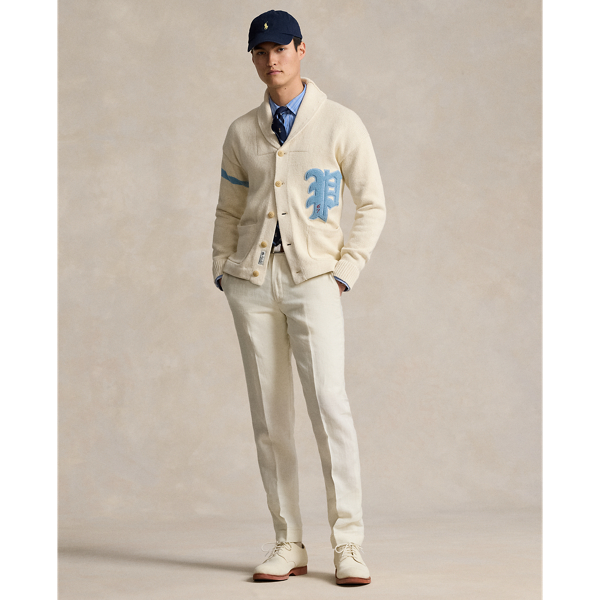 POLO RALPH LAUREN】コットンリネン レターマン カーディガン  