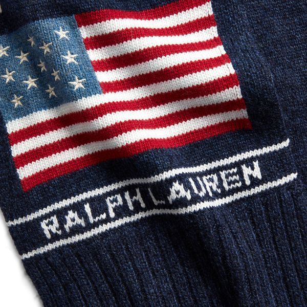 POLO RALPH LAUREN】インターシャニット フラッグ マフラー