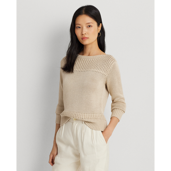 LAUREN RALPH LAUREN】コットンブレンド ボートネック セーター 