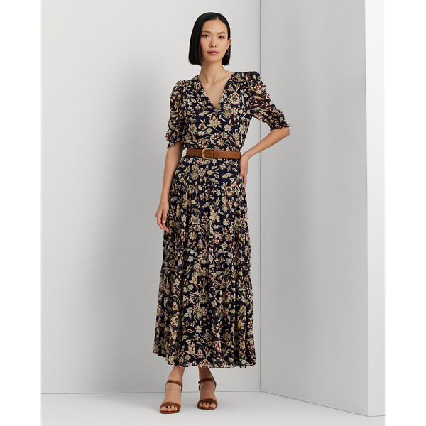 LAUREN RALPH LAUREN】フローラル クリンクル ジョーゼット ティアード 