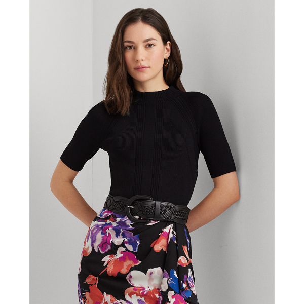 LAUREN RALPH LAUREN】クロップド ショートスリーブ モックネック  