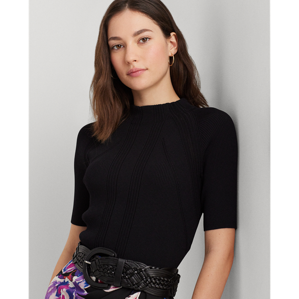 LAUREN RALPH LAUREN】クロップド ショートスリーブ モックネック 