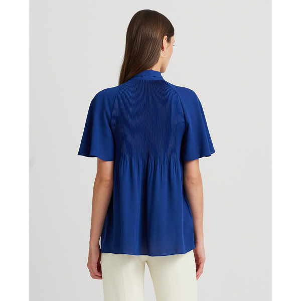 LAUREN RALPH LAUREN】プリーテッド ジョーゼット タイネック ブラウス 