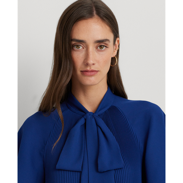 LAUREN RALPH LAUREN】プリーテッド ジョーゼット タイネック ブラウス 