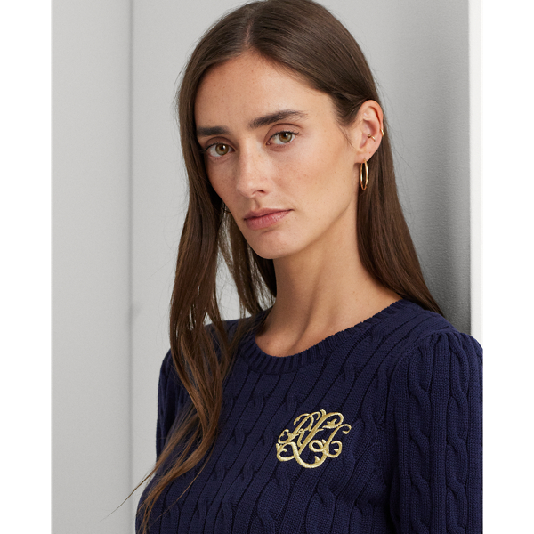 LAUREN RALPH LAUREN】ケーブルニット コットン ショートスリーブ 