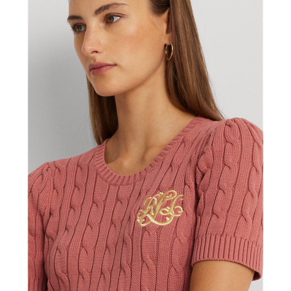 LAUREN RALPH LAUREN】ケーブルニット コットン ショートスリーブ 