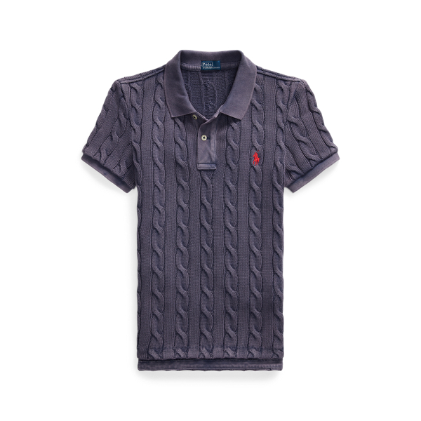 POLO RALPH LAUREN ケーブルニット ポロシャツ 410ネイビー XS