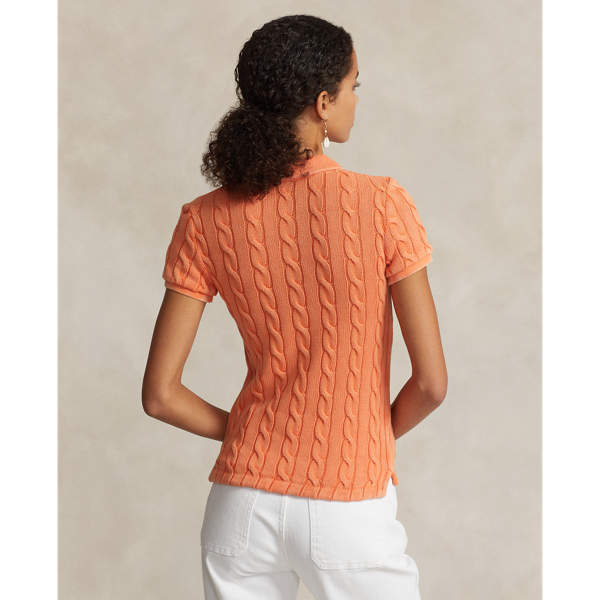 ポロラルフローレンウォッシュ加工ケーブルニットポロシャツ