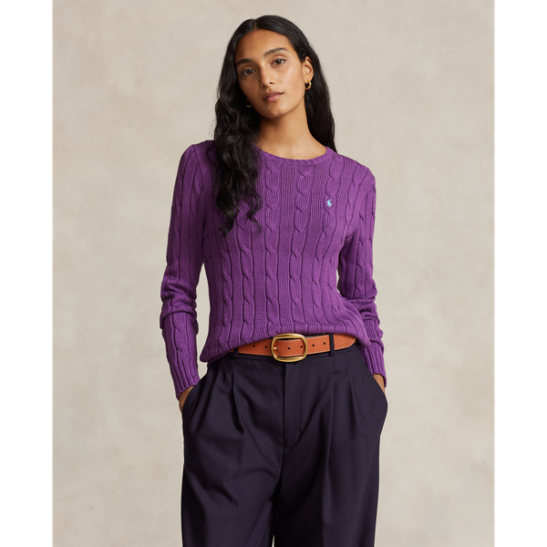 POLO RALPH LAUREN】ケーブルニット コットン クルーネック セーター 