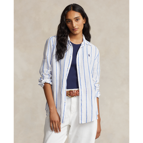 POLO RALPH LAUREN(ポロラルフローレン)：リネンシャツボーダー麻 POLO RALPH LAUREN(ポロラルフローレン)：リネンシャツ麻ボーダー