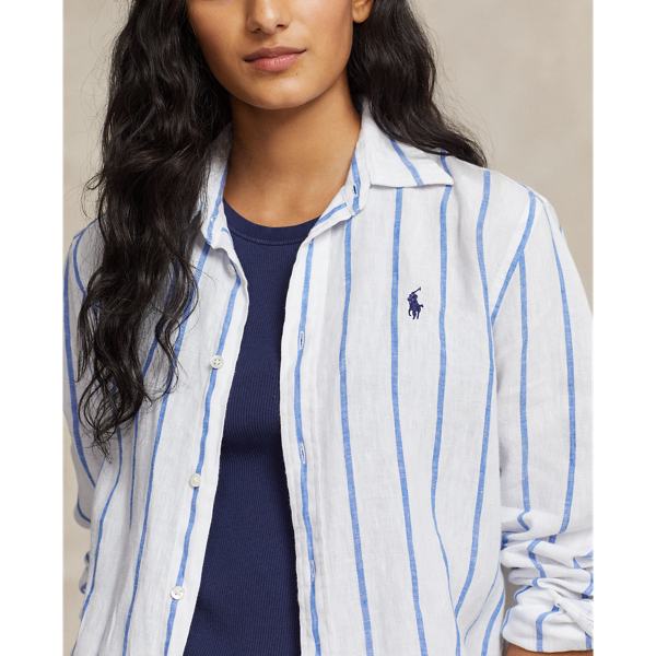 POLO RALPH LAUREN(ポロラルフローレン)：リネンシャツボーダー麻 POLO RALPH LAUREN(ポロラルフローレン)：リネンシャツ麻ボーダー