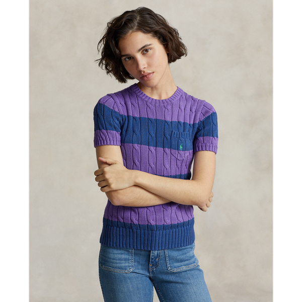 POLO RALPH LAUREN】ストライプド ケーブルニット ショートスリーブ 