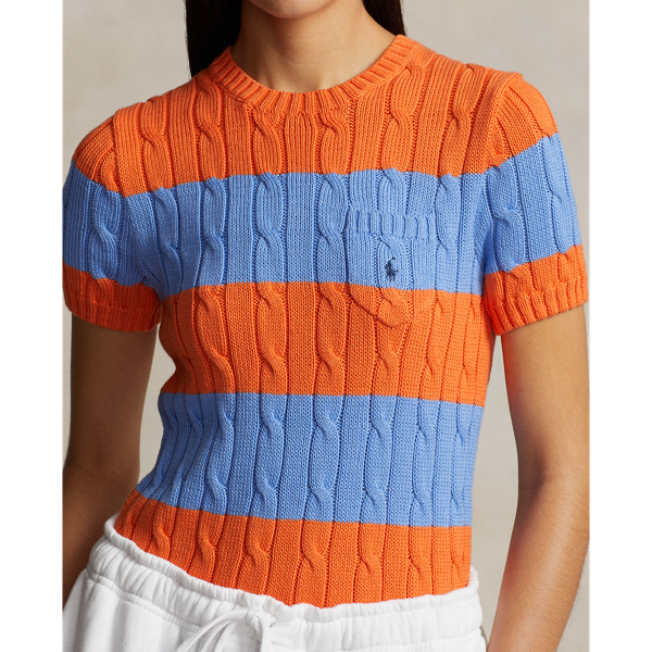 POLO RALPH LAUREN】ストライプド ケーブルニット ショートスリーブ 