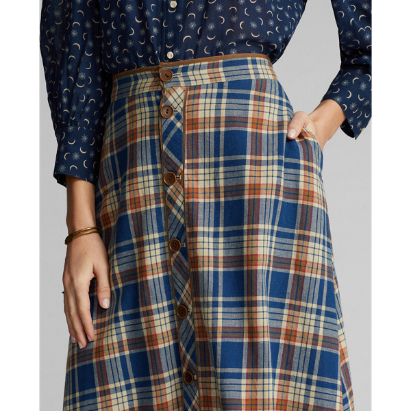 RRL】インディゴ チェック コットンリネン スカート | (スカート  