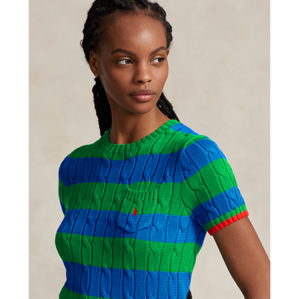 POLO RALPH LAUREN】ストライプ ケーブル コットン ショートスリーブ  