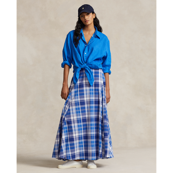 POLO RALPH LAUREN】チェック リネン マキシスカート | (スカート  