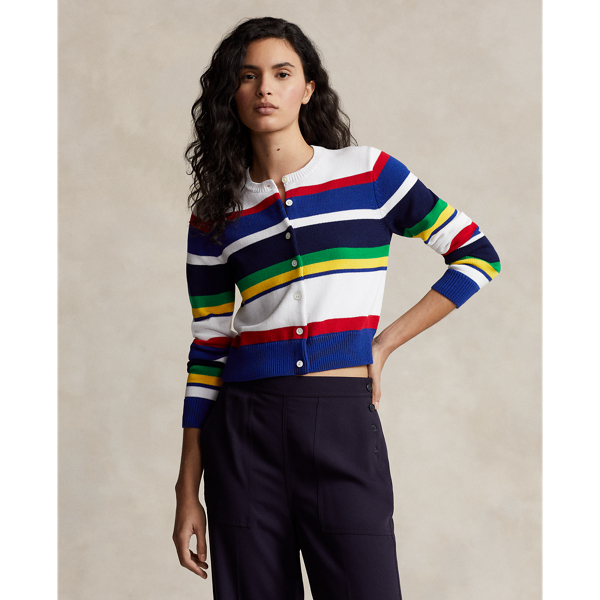 POLO RALPH LAUREN】ストライプド コットン カーディガン | (トップス  
