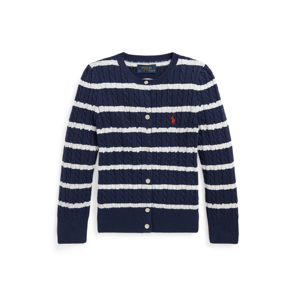 POLO RALPH LAUREN】ストライプド ミニケーブル コットン カーディガン  