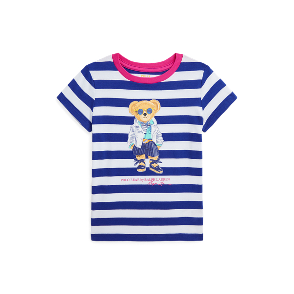 ストライプド Polo ベア コットン ジャージー Tシャツ