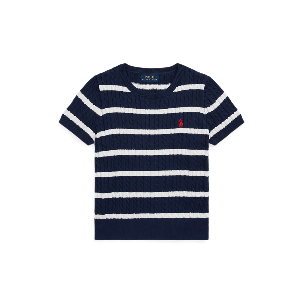 POLO RALPH LAUREN】ストライプド コットン ショートスリーブ セーター  