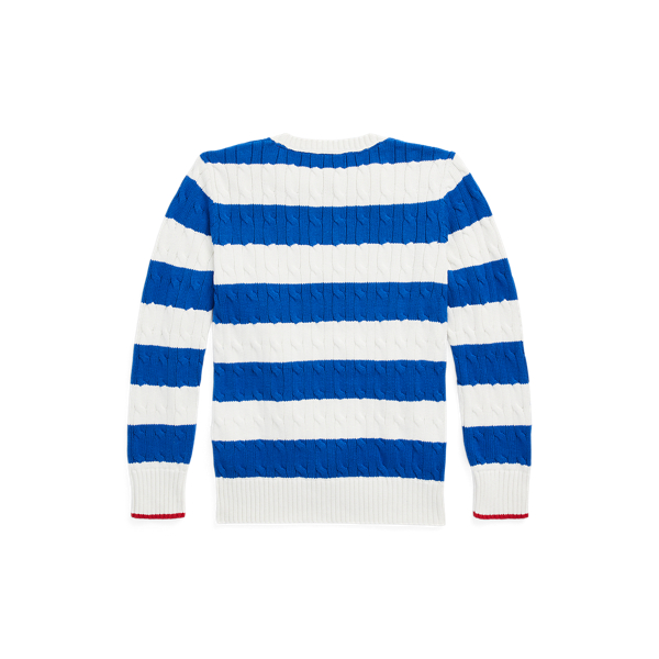 POLO RALPH LAUREN】ストライプド ケーブルニット コットン セーター  