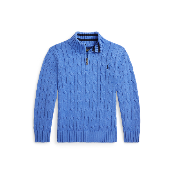 POLO RALPH LAUREN】ケーブルニット コットン クォータージップ 