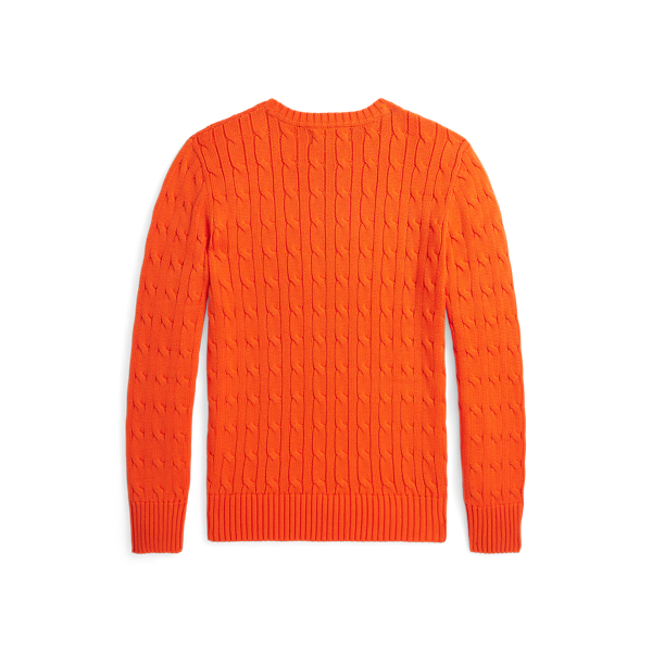 ニット/セーター【90sポロラルフローレン】XL相当刺繍ロゴケーブル編みコットンニット オレンジ