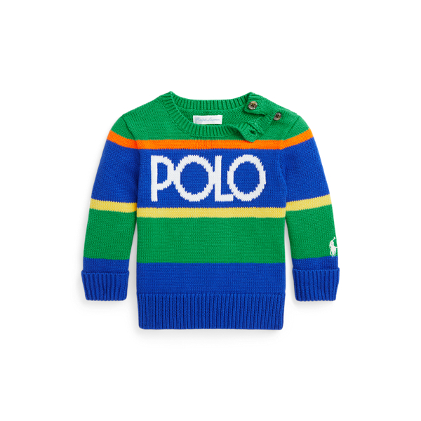 POLO RALPH LAUREN】ロゴ ストライプド コットン セーター | (トップス  