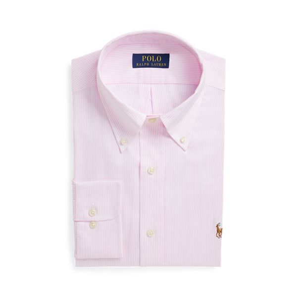 未使用☆RALPH LAUREN｜ピンクストライプ LRLロゴ刺繍 リネンシャツ